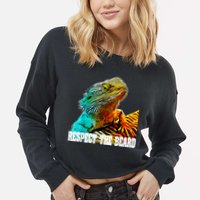 Respect The Beard Funny Bearded Dragon Cropped Pullover Crew