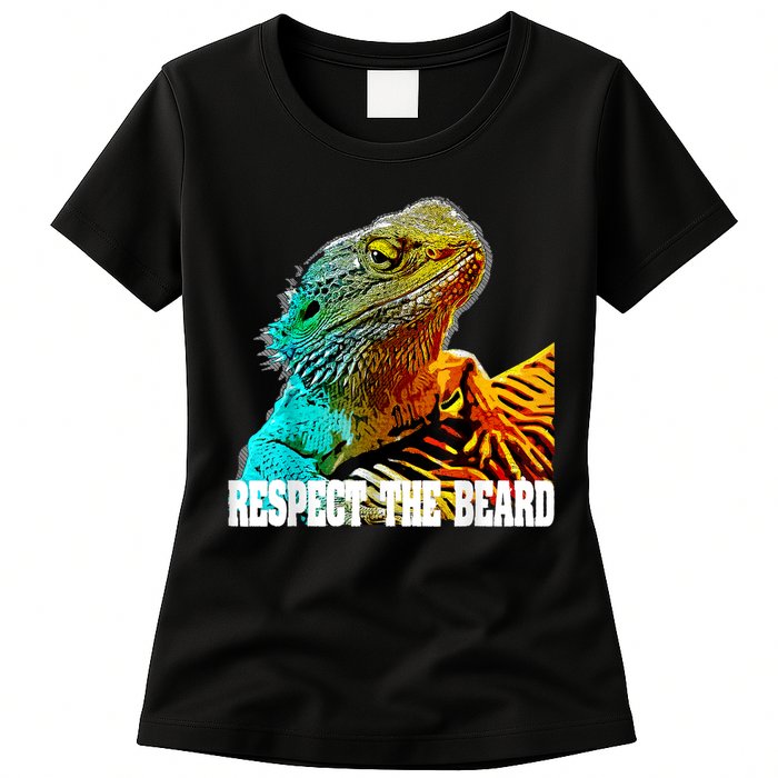 Respect The Beard Funny Bearded Dragon Womens T-Shirt