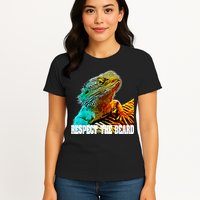 Respect The Beard Funny Bearded Dragon Womens T-Shirt