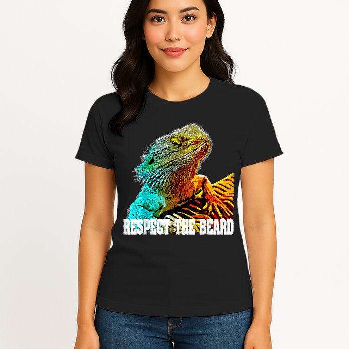 Respect The Beard Funny Bearded Dragon Womens T-Shirt