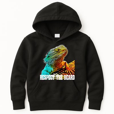 Respect The Beard Funny Bearded Dragon Kids Hoodie