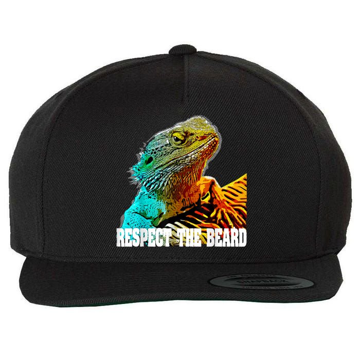 Respect The Beard Funny Bearded Dragon Wool Snapback Cap