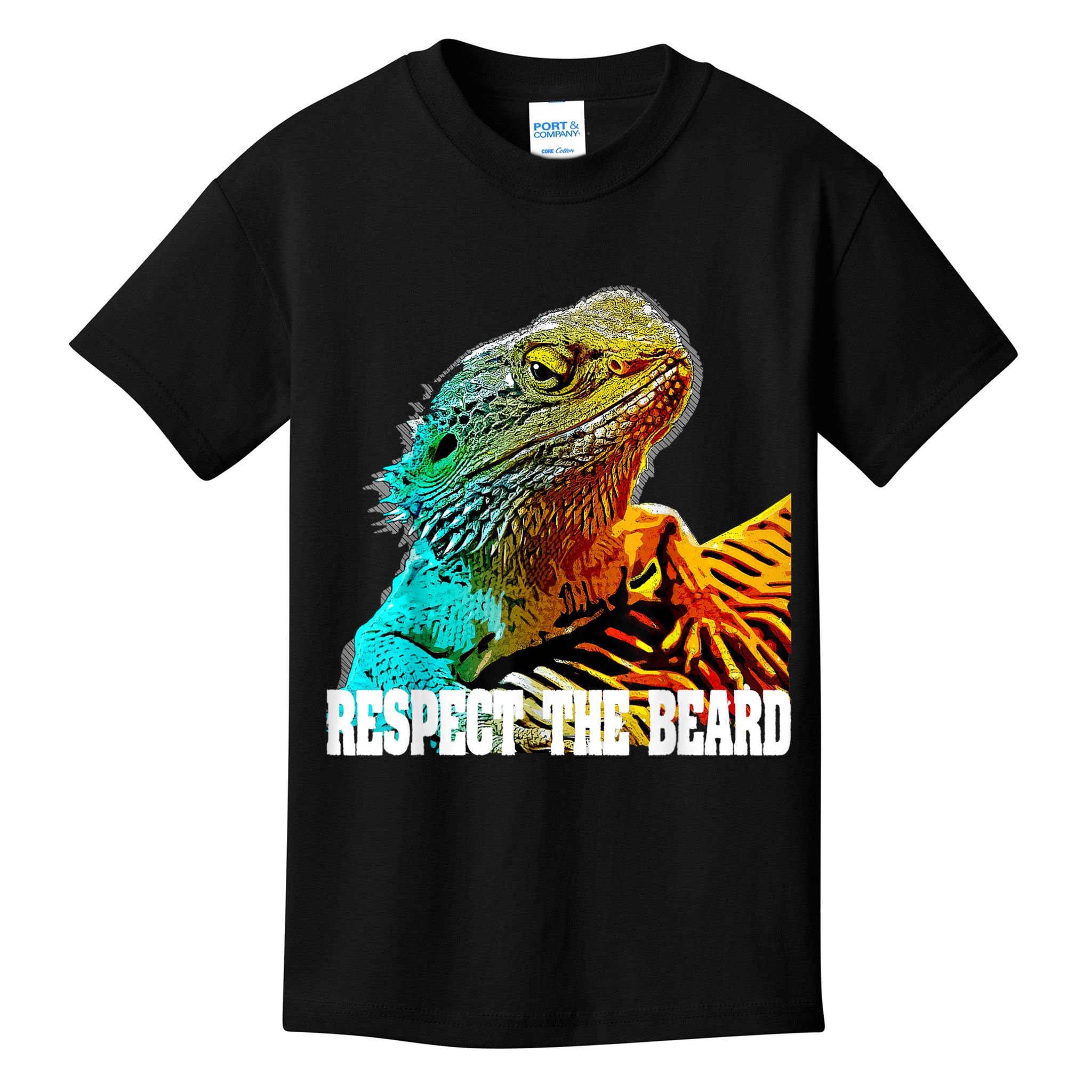 Respect The Beard Funny Bearded Dragon Kids T-Shirt