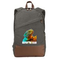 Respect The Beard Funny Bearded Dragon Cotton Canvas Backpack