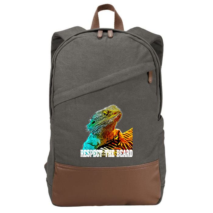 Respect The Beard Funny Bearded Dragon Cotton Canvas Backpack