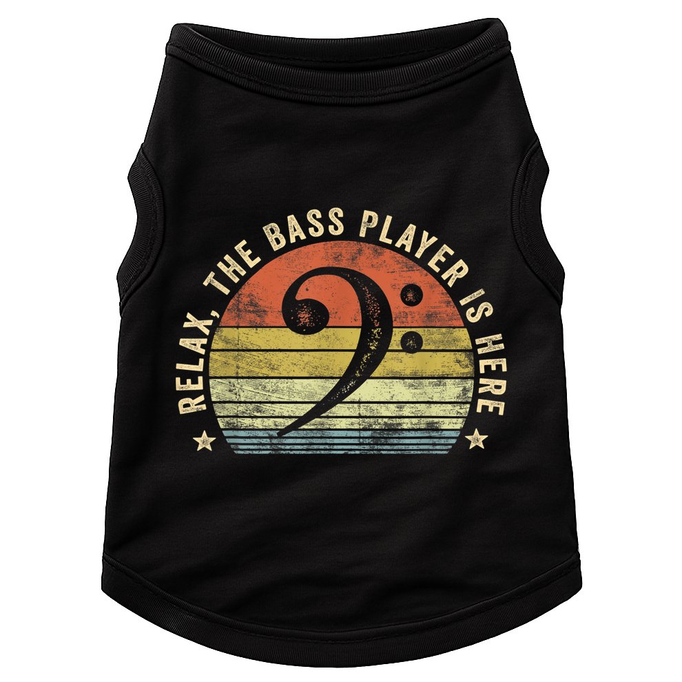 Relax The Bass Player Is Here Bassist Gifts Music Guitar Doggie Tank