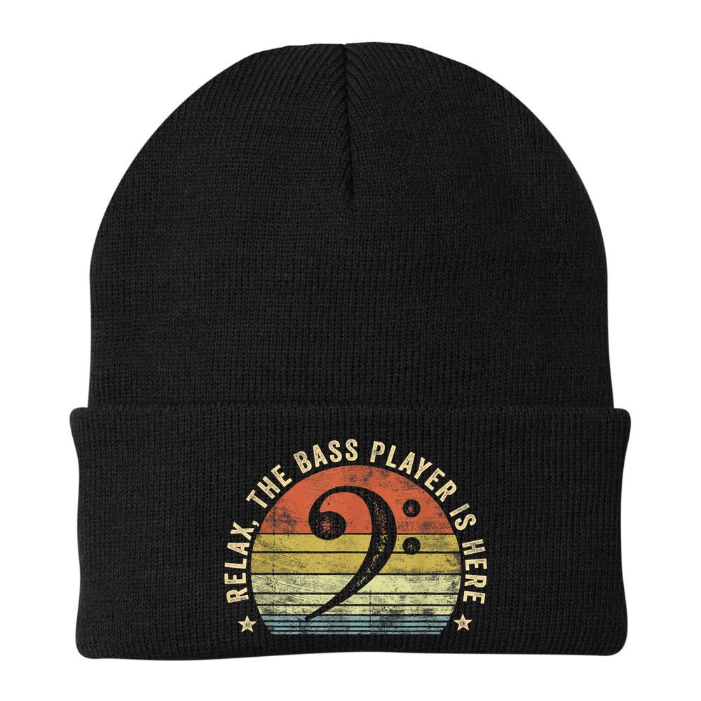 Relax The Bass Player Is Here Bassist Gifts Music Guitar Beanie