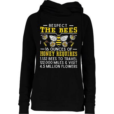 Respect The Bees 16 Ounces Of Honey Requires 1152 Bees To Womens Funnel Neck Pullover Hood