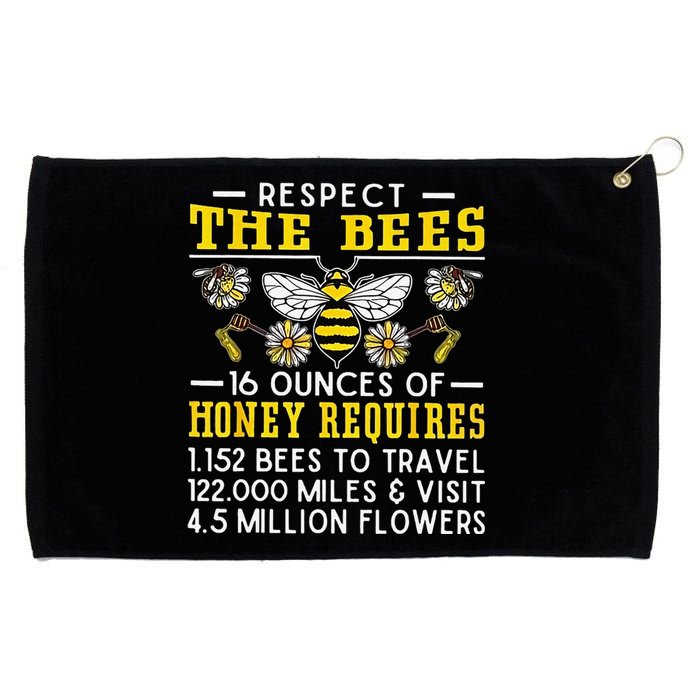 Respect The Bees 16 Ounces Of Honey Requires 1152 Bees To Grommeted Golf Towel