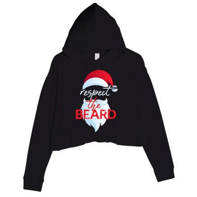 Respect The Beard Santa Claus Funny Christmas Crop Fleece Hoodie