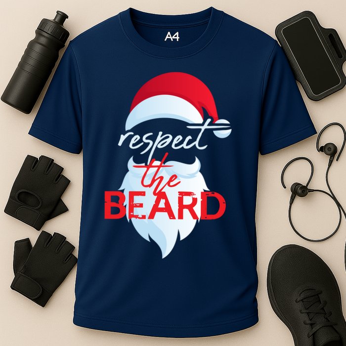 Respect The Beard Santa Claus Funny Christmas Cooling Performance Crew T-Shirt