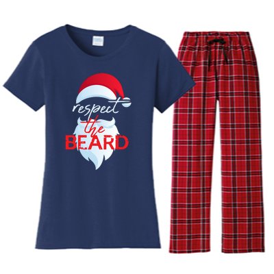 Respect The Beard Santa Claus Funny Christmas Women's Flannel Pajama Set