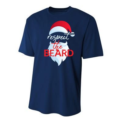 Respect The Beard Santa Claus Funny Christmas Youth Performance Sprint T-Shirt