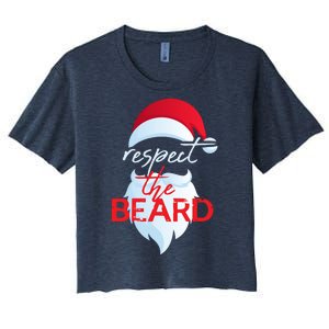 Respect The Beard Santa Claus Funny Christmas Women's Crop Top Tee