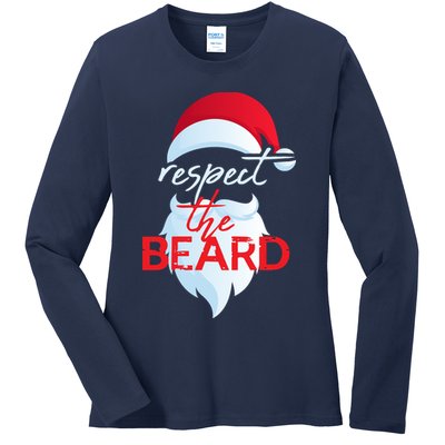 Respect The Beard Santa Claus Funny Christmas Ladies Long Sleeve Shirt