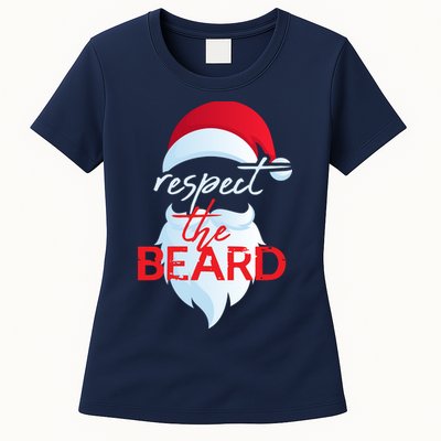 Respect The Beard Santa Claus Funny Christmas Womens T-Shirt
