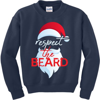 Respect The Beard Santa Claus Funny Christmas Kids Sweatshirt
