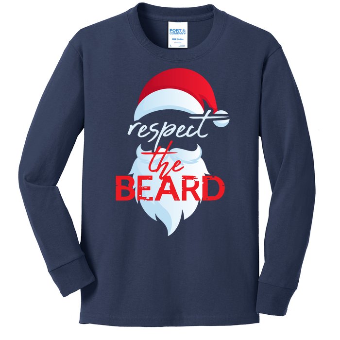 Respect The Beard Santa Claus Funny Christmas Kids Long Sleeve Shirt