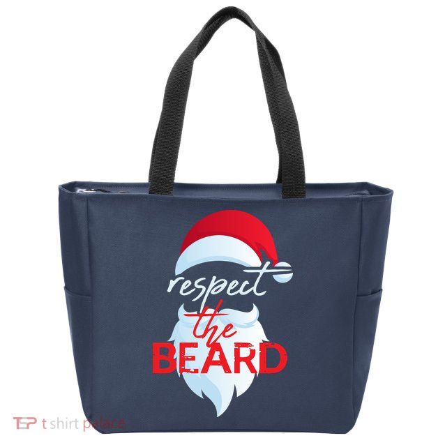 Respect The Beard Santa Claus Funny Christmas Zip Tote Bag
