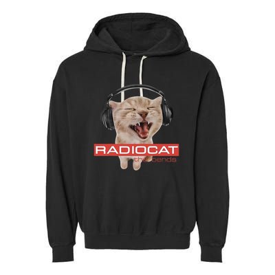 Radiocat The Bends Funny Music Cat Meme Cat Mom Cat Lover  Garment-Dyed Fleece Hoodie