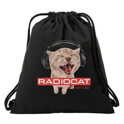 Radiocat The Bends Funny Music Cat Meme Cat Mom Cat Lover  Drawstring Bag