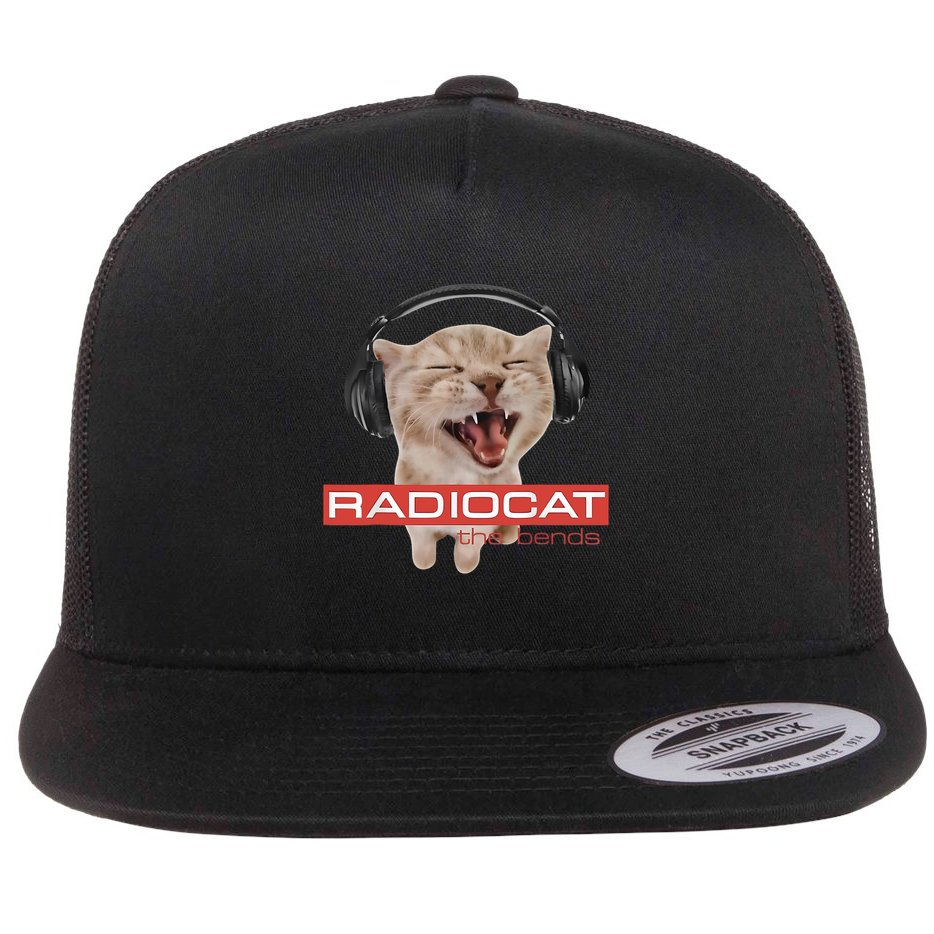 Radiocat The Bends Funny Music Cat Meme Cat Mom Cat Lover  Flat Bill Trucker Hat