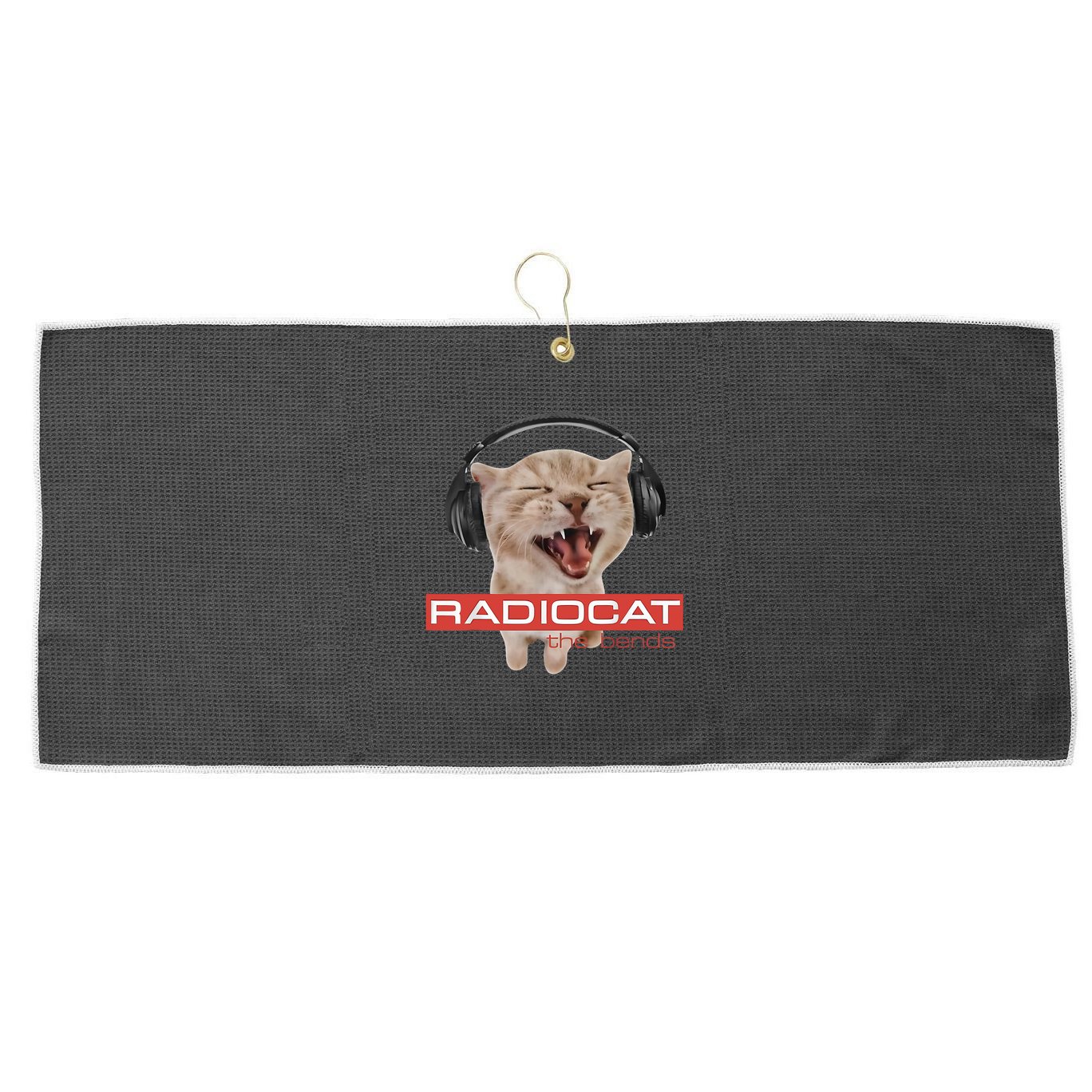 Radiocat The Bends Funny Music Cat Meme Cat Mom Cat Lover  Large Microfiber Waffle Golf Towel
