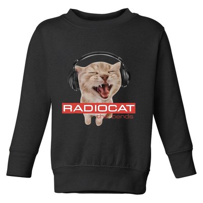 Radiocat The Bends Funny Music Cat Meme Cat Mom Cat Lover  Toddler Sweatshirt