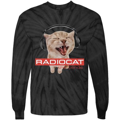 Radiocat The Bends Funny Music Cat Meme Cat Mom Cat Lover  Tie-Dye Long Sleeve Shirt
