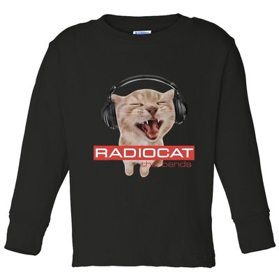 Radiocat The Bends Funny Music Cat Meme Cat Mom Cat Lover  Toddler Long Sleeve Shirt