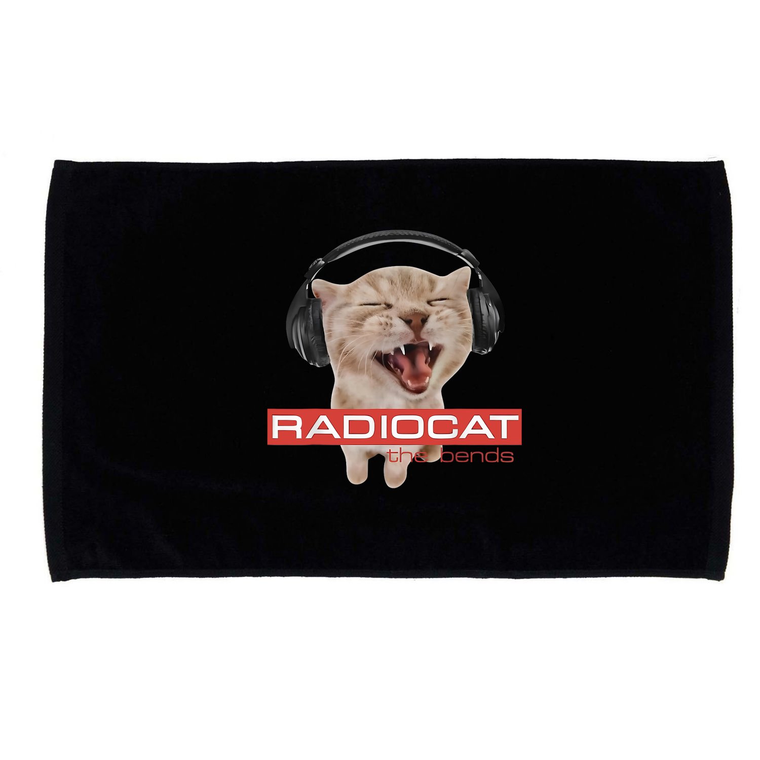 Radiocat The Bends Funny Music Cat Meme Cat Mom Cat Lover  Microfiber Hand Towel