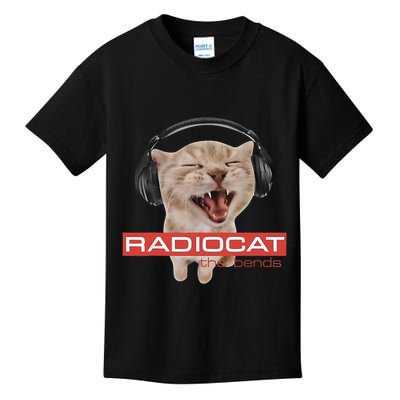 Radiocat The Bends Funny Music Cat Meme Cat Mom Cat Lover  Kids T-Shirt