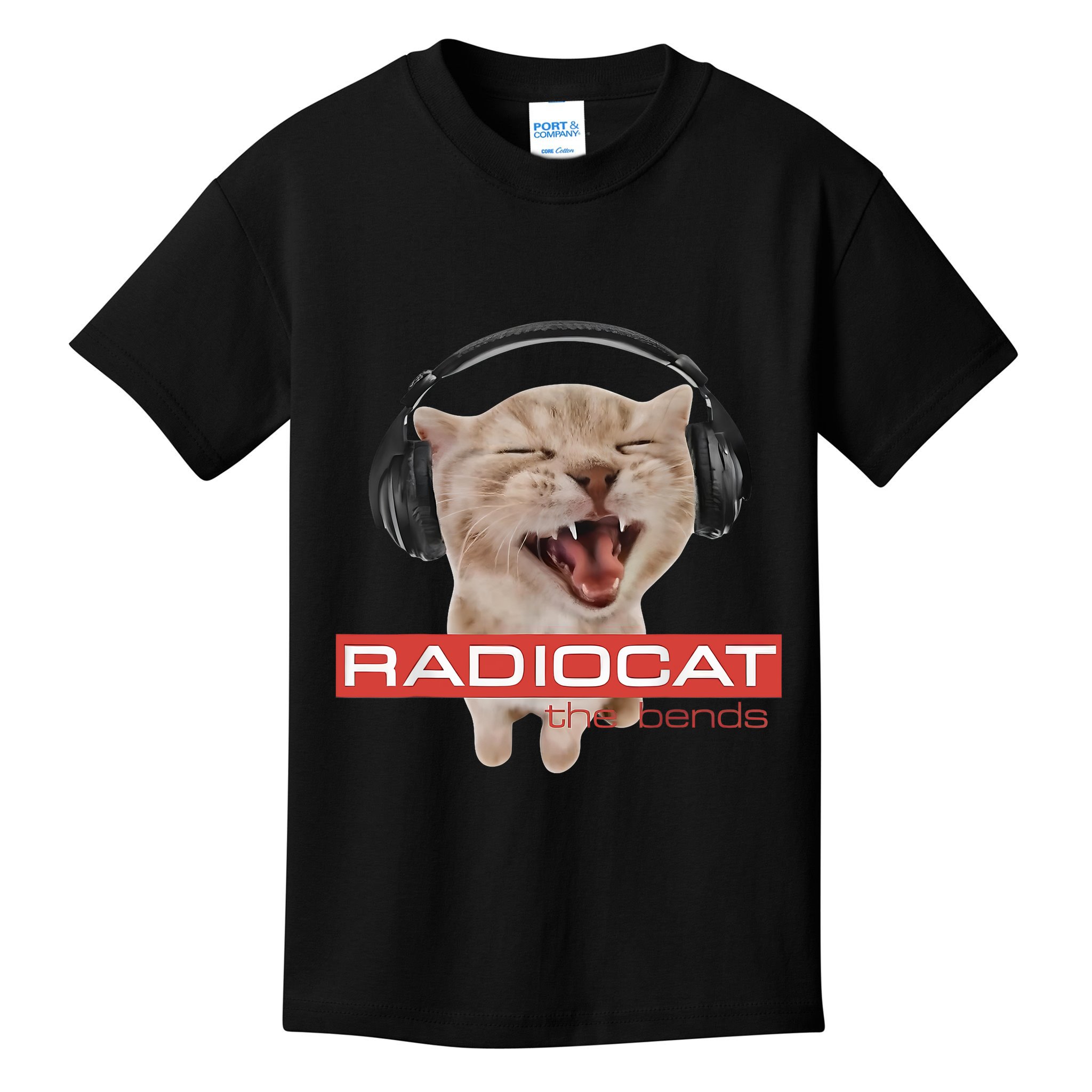 Radiocat The Bends Funny Music Cat Meme Cat Mom Cat Lover  Kids T-Shirt