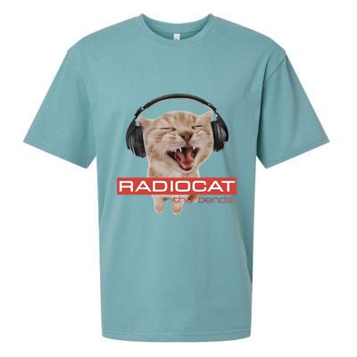 Radiocat The Bends Funny Music Cat Meme Cat Mom Cat Lover  Sueded Cloud Jersey T-Shirt