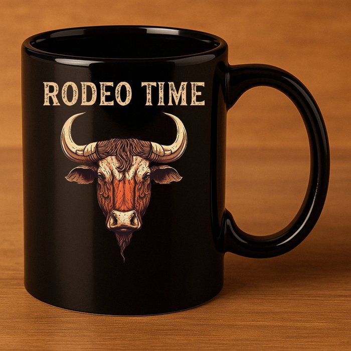 Rodeo Time Bull Riding Cowboy Bull Rider Rodeo Time 11oz C Handle Ceramic Mug