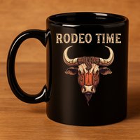 Rodeo Time Bull Riding Cowboy Bull Rider Rodeo Time 11oz C Handle Ceramic Mug