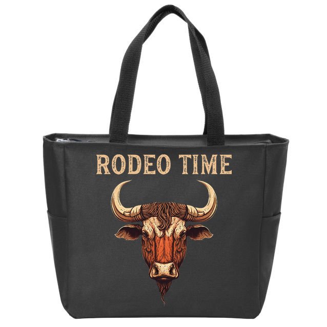 Rodeo Time Bull Riding Cowboy Bull Rider Rodeo Time Zip Tote Bag