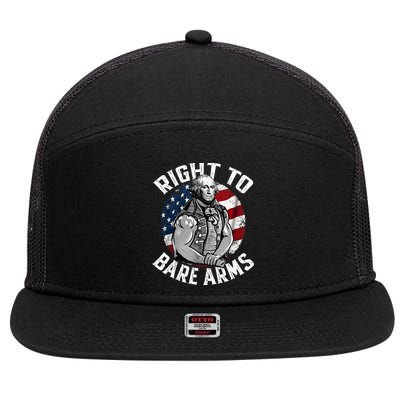 Right To Bare Arms 4th Of July Gym George Washington 7 Panel Mesh Trucker Snapback Hat