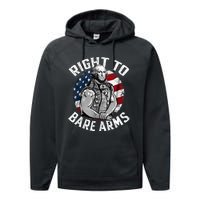 Right To Bare Arms 4th Of July Gym George Washington Performance Fleece Hoodie