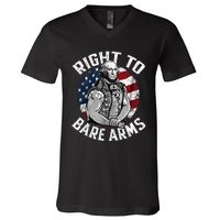 Right To Bare Arms 4th Of July Gym George Washington V-Neck T-Shirt