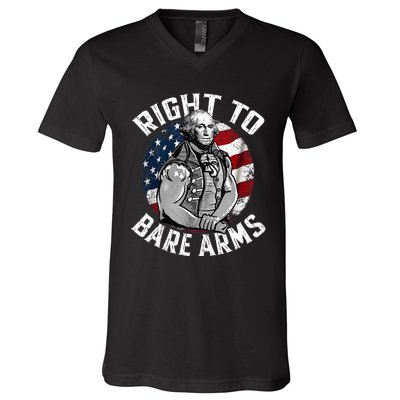 Right To Bare Arms 4th Of July Gym George Washington V-Neck T-Shirt