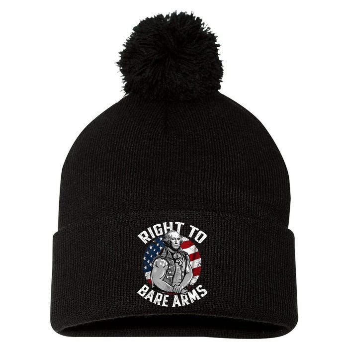Right To Bare Arms 4th Of July Gym George Washington Pom Pom 12in Knit Beanie