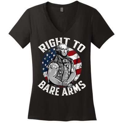 Right To Bare Arms 4th Of July Gym George Washington Women's V-Neck T-Shirt