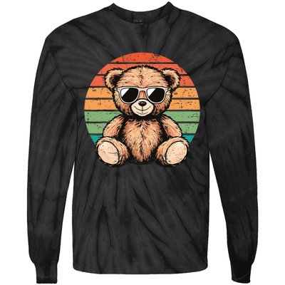 Retro Teddy Bear Casual Cute Tie-Dye Long Sleeve Shirt