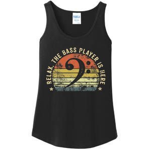 Relax The Bass Player Is Here Bassist Gifts Music Guitar  Ladies Essential Tank