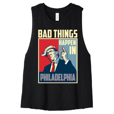 Retro Trump Bad Things Happen In Philadelphia Trending Women's Racerback Cropped Tank