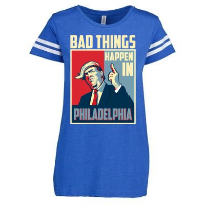 Retro Trump Bad Things Happen In Philadelphia Trending Enza Ladies Jersey Football T-Shirt