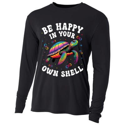 Rainbow Turtle Be Happy In Your Own Shell Autism Awareness   Cooling Performance Long Sleeve Crew