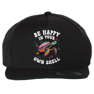 Rainbow Turtle Be Happy In Your Own Shell Autism Awareness   Wool Snapback Cap