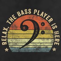 Relax The Bass Player Is Here Bassist Gifts Music Guitar 7 Panel Mesh Trucker Snapback Hat